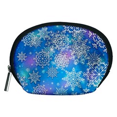 Snowflake Background Blue Purple Accessory Pouch (medium) by Wegoenart