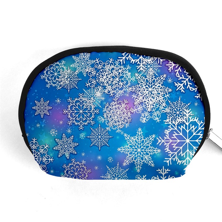 Snowflake Background Blue Purple Accessory Pouch (Medium)