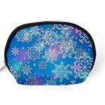 Snowflake Background Blue Purple Accessory Pouch (Medium) Back