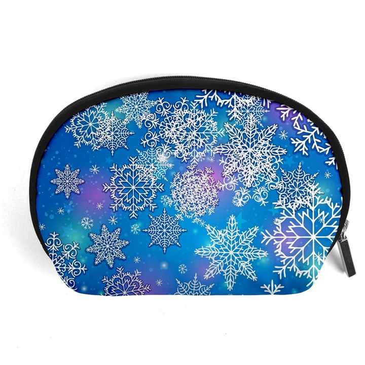 Snowflake Background Blue Purple Accessory Pouch (Large)