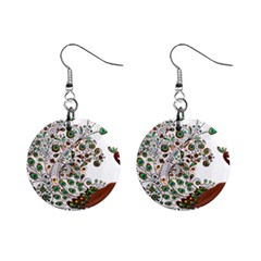 Peacock Graceful Bird Animal Mini Button Earrings by Wegoenart