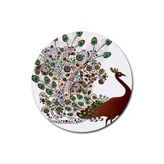 Peacock Graceful Bird Animal Rubber Round Coaster (4 Pack)  by Wegoenart