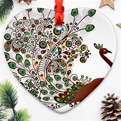 Peacock Graceful Bird Animal Heart Ornament (two Sides) by Wegoenart