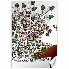 Peacock Graceful Bird Animal Canvas 12  X 18  by Wegoenart