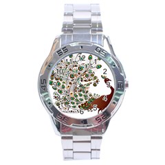 Peacock Graceful Bird Animal Stainless Steel Analogue Watch by Wegoenart