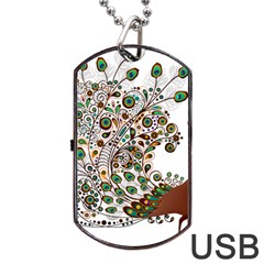 Peacock Graceful Bird Animal Dog Tag Usb Flash (one Side) by Wegoenart