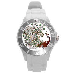 Peacock Graceful Bird Animal Round Plastic Sport Watch (l) by Wegoenart