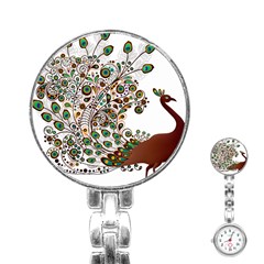 Peacock Graceful Bird Animal Stainless Steel Nurses Watch by Wegoenart