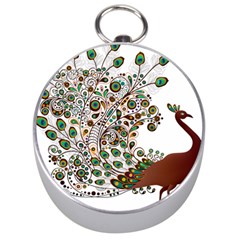 Peacock Graceful Bird Animal Silver Compasses by Wegoenart