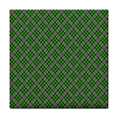 Lumberjack Plaid Buffalo Plaid Green White Tile Coasters by Wegoenart