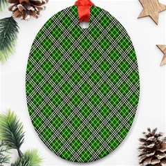 Lumberjack Plaid Buffalo Plaid Green White Ornament (oval) by Wegoenart