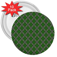 Lumberjack Plaid Buffalo Plaid Green White 3  Buttons (10 Pack)  by Wegoenart