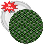 Lumberjack Plaid Buffalo Plaid Green White 3  Buttons (10 pack)  Front