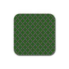 Lumberjack Plaid Buffalo Plaid Green White Rubber Square Coaster (4 Pack)  by Wegoenart