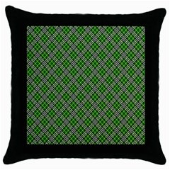 Lumberjack Plaid Buffalo Plaid Green White Throw Pillow Case (Black)