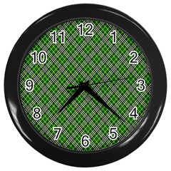 Lumberjack Plaid Buffalo Plaid Green White Wall Clock (black) by Wegoenart