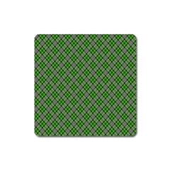 Lumberjack Plaid Buffalo Plaid Green White Square Magnet by Wegoenart