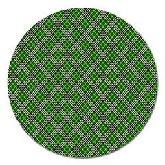 Lumberjack Plaid Buffalo Plaid Green White Magnet 5  (round) by Wegoenart