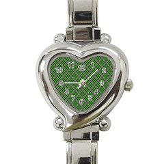 Lumberjack Plaid Buffalo Plaid Green White Heart Italian Charm Watch