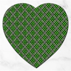 Lumberjack Plaid Buffalo Plaid Green White Jigsaw Puzzle (Heart)