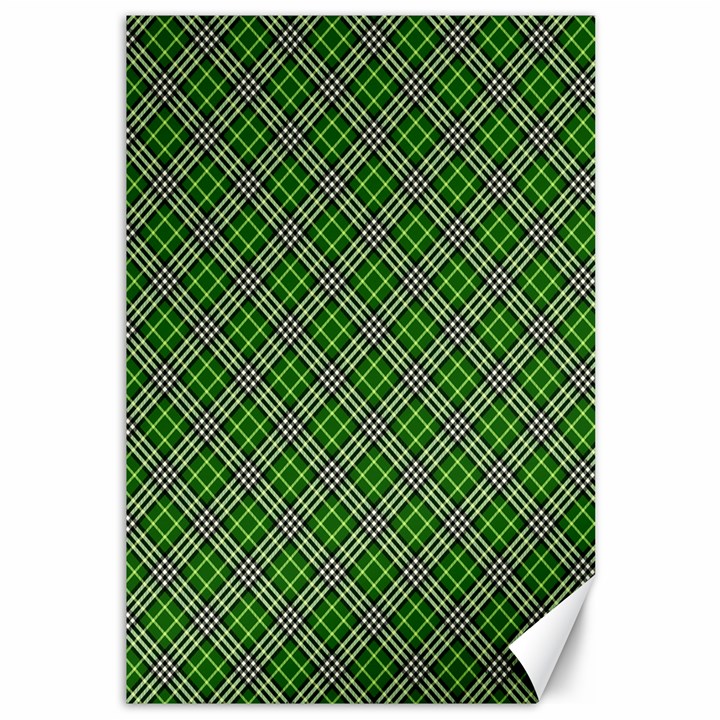 Lumberjack Plaid Buffalo Plaid Green White Canvas 12  x 18 