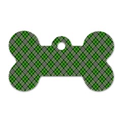 Lumberjack Plaid Buffalo Plaid Green White Dog Tag Bone (two Sides) by Wegoenart