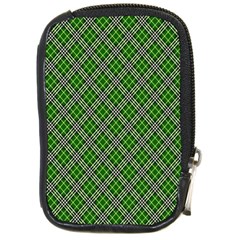 Lumberjack Plaid Buffalo Plaid Green White Compact Camera Leather Case by Wegoenart