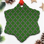 Lumberjack Plaid Buffalo Plaid Green White Ornament (Snowflake) Front