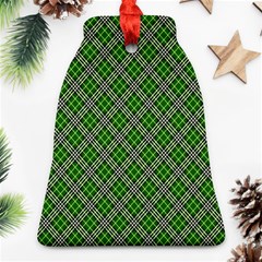 Lumberjack Plaid Buffalo Plaid Green White Ornament (bell) by Wegoenart