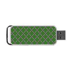 Lumberjack Plaid Buffalo Plaid Green White Portable Usb Flash (one Side) by Wegoenart