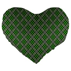 Lumberjack Plaid Buffalo Plaid Green White Large 19  Premium Heart Shape Cushions by Wegoenart