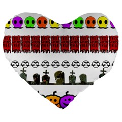 Halloween Borders Trick Or Treat Large 19  Premium Heart Shape Cushions