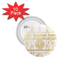 Gold Foil Notre Dame Church Paris 1 75  Buttons (10 Pack) by Wegoenart