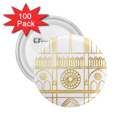 Gold Foil Notre Dame Church Paris 2 25  Buttons (100 Pack)  by Wegoenart