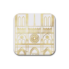 Gold Foil Notre Dame Church Paris Rubber Coaster (square)  by Wegoenart