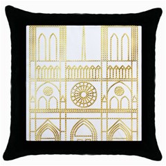 Gold Foil Notre Dame Church Paris Throw Pillow Case (black) by Wegoenart