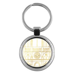 Gold Foil Notre Dame Church Paris Key Chains (round)  by Wegoenart