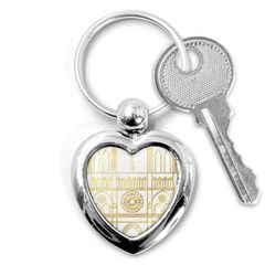 Gold Foil Notre Dame Church Paris Key Chains (heart)  by Wegoenart