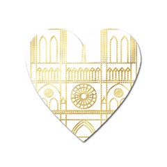 Gold Foil Notre Dame Church Paris Heart Magnet by Wegoenart