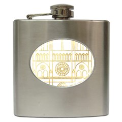 Gold Foil Notre Dame Church Paris Hip Flask (6 Oz) by Wegoenart