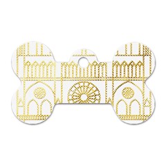 Gold Foil Notre Dame Church Paris Dog Tag Bone (two Sides) by Wegoenart