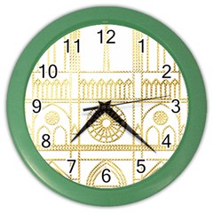 Gold Foil Notre Dame Church Paris Color Wall Clock by Wegoenart