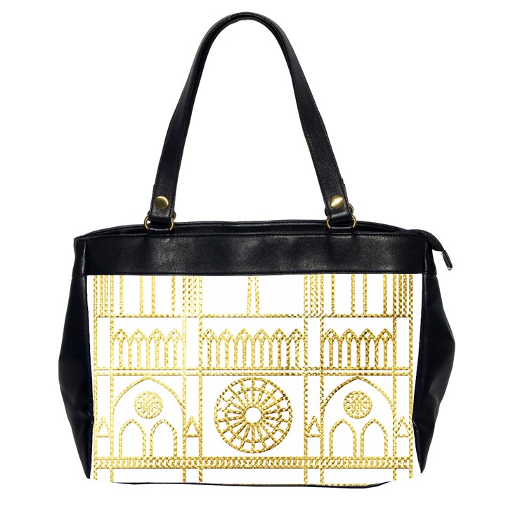 Gold Foil Notre Dame Church Paris Oversize Office Handbag (2 Sides)