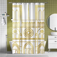 Gold Foil Notre Dame Church Paris Shower Curtain 48  X 72  (small)  by Wegoenart