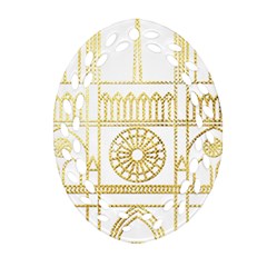 Gold Foil Notre Dame Church Paris Oval Filigree Ornament (two Sides)