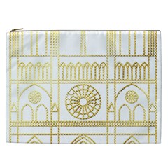 Gold Foil Notre Dame Church Paris Cosmetic Bag (xxl) by Wegoenart