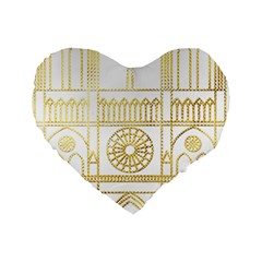 Gold Foil Notre Dame Church Paris Standard 16  Premium Heart Shape Cushions by Wegoenart