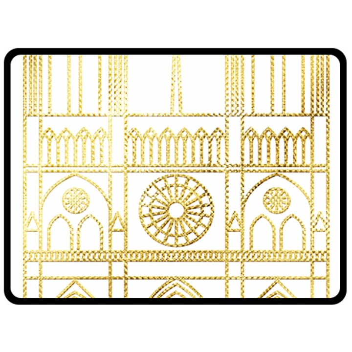 Gold Foil Notre Dame Church Paris Double Sided Fleece Blanket (Large) 