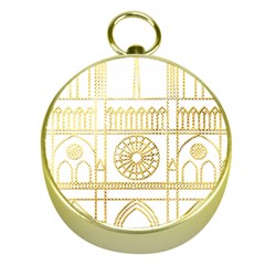 Gold Foil Notre Dame Church Paris Gold Compasses by Wegoenart