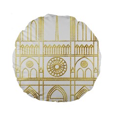 Gold Foil Notre Dame Church Paris Standard 15  Premium Flano Round Cushions by Wegoenart